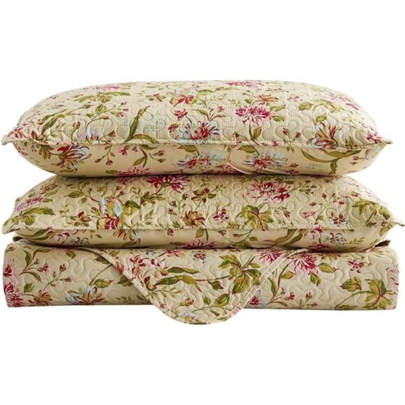 Floral Quilt Set King Size, Reversible Cotton Quilt Bedding Set - Picture 6 of 7
